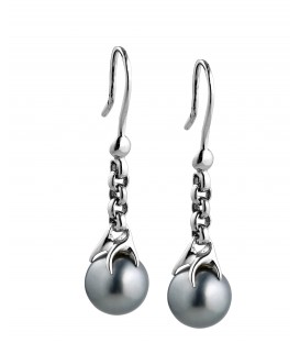 Boucles d'oreilles perles de tahiti semi rondes argent tt225