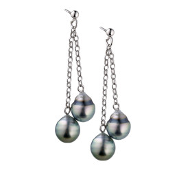 Silver earring 4 circled Tahitian pearls 8/10 mm