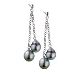 Silver earring 4 circled Tahitian pearls 8/10 mm