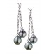Boucle d'oreille argent 4 perles de tahiti cerclees 8/10 mm