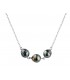 Collier chaine forcat argent + 3 perles de tahiti cerclees