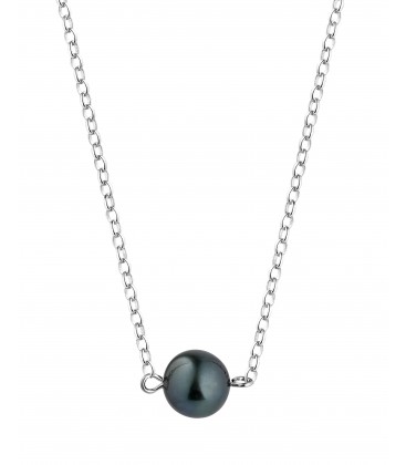 Collier chaine forcat argent + 1 perle de tahiti ronde