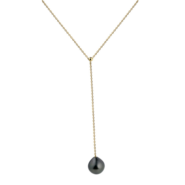Silver Y trace chain + 1 Tahitian drop pearl