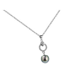 Silver pendant + 1 circled Tahitian pearl