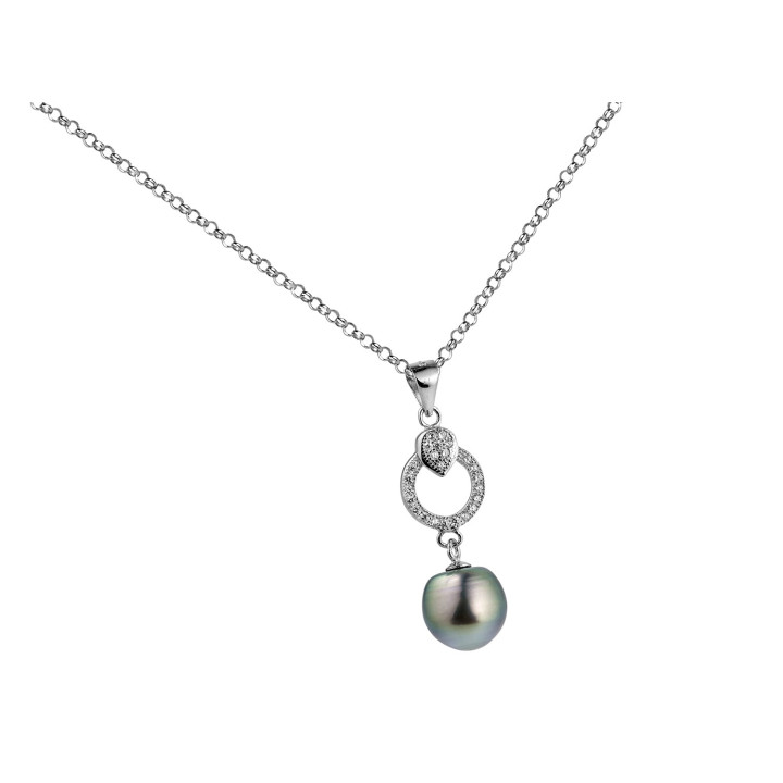 Pendentif argent + 1 perle de tahiti cerclee