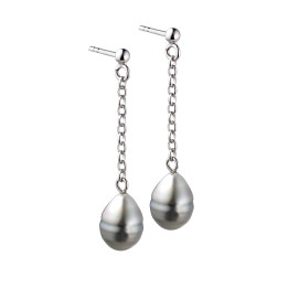 Silver earring 2 circled Tahitian pearls 8/10 mm