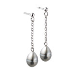 Silver earring 2 circled Tahitian pearls 8/10 mm