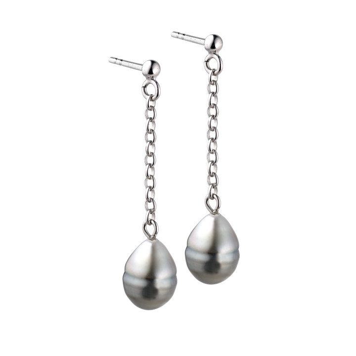 Silver earring 2 circled Tahitian pearls 8/10 mm