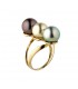 BAGUE OR 18 CARAT 3,70 GR + 3 PERLES DE TAHITI RONDES 9/10 MM