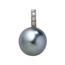 18ct gold pendant + round Tahitian pearl