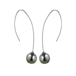 Boucle d'oreille argent + 2 perles de tahiti cerclees