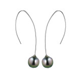 Silver earring + 2 circled Tahitian pearls