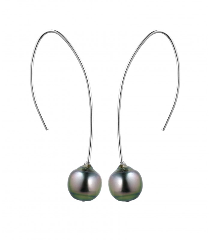 Boucles d'oreilles perles de tahiti semi rondes argent tt225