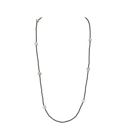 BLACK SPINEL LONG NECKLACE 7P