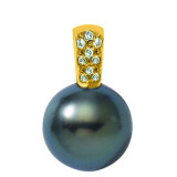 18ct gold pendant + round Tahitian pearl