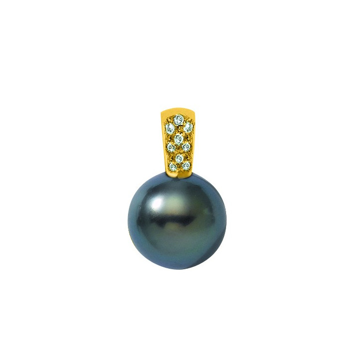 18ct gold pendant + round Tahitian pearl