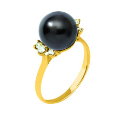 Bague or 18 cts + perle de tahiti ronde