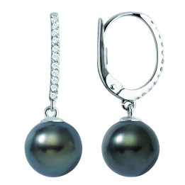 Gold earring + round Tahitian pearl