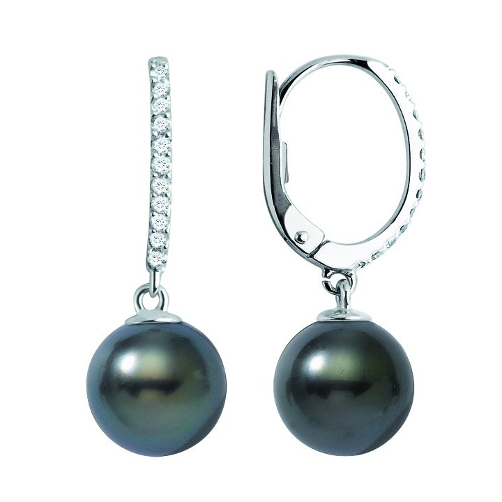 Gold earring + round Tahitian pearl