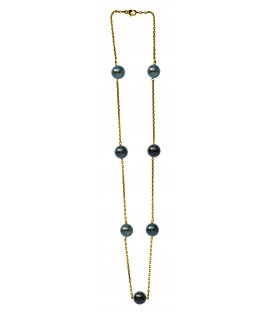 Collier or 18 cts + 7 perles de tahiti rondes