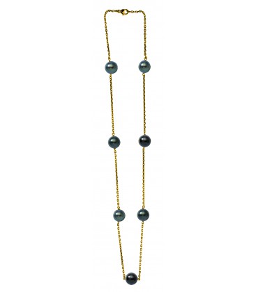 Collier or 18 cts + 7 perles de tahiti rondes