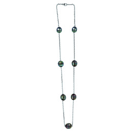 Collier or 18 cts + 7 perles de tahiti cerclees