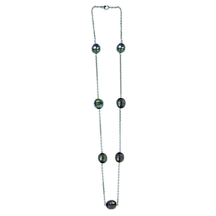 18ct gold necklace + 7 circled Tahitian pearls