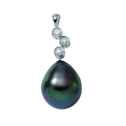 Pendentif or 18 cts + perle de tahiti poire