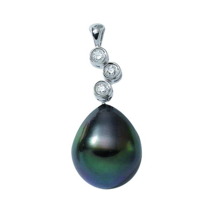 18ct gold pendant + Tahitian drop pearl