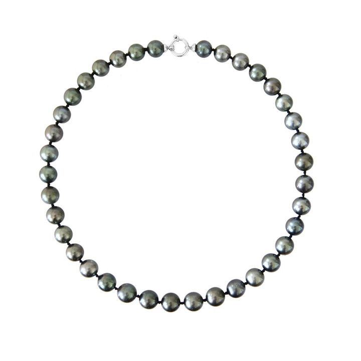 Strand of round Tahitian pearls 8/10 mm 42 cm, 18ct gold lobster clasp