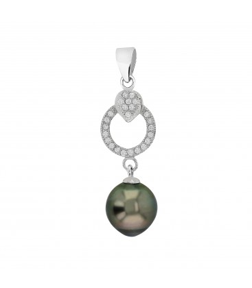 Pendentif argent + 1 perle de tahiti cerclee