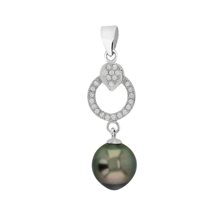 Pendentif argent + 1 perle de tahiti cerclee