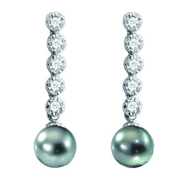 Boucle d'oreille or +  perle de tahiti ronde