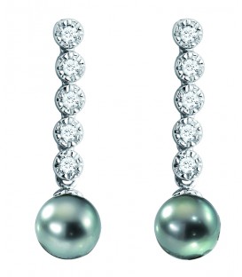 Boucle d'oreille or + perle de tahiti ronde