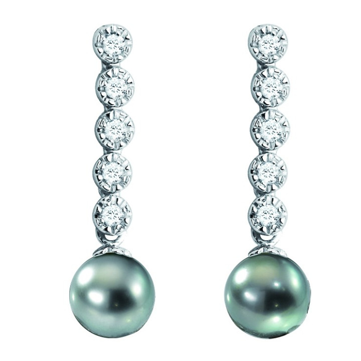 Boucle d'oreille or +  perle de tahiti ronde