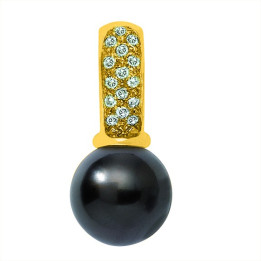 18ct gold pendant + round Tahitian pearl