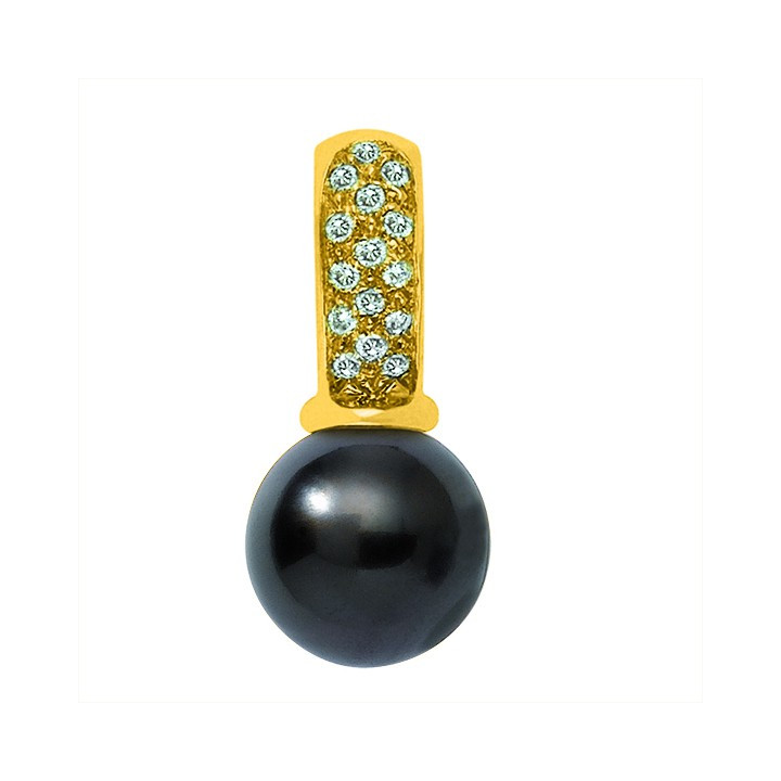 18ct gold pendant + round Tahitian pearl