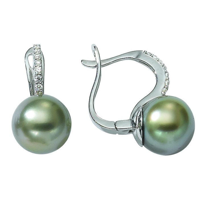Boucle d'oreille or +  perle de tahiti ronde