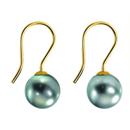 Boucle d'oreille or +  perle de tahiti ronde
