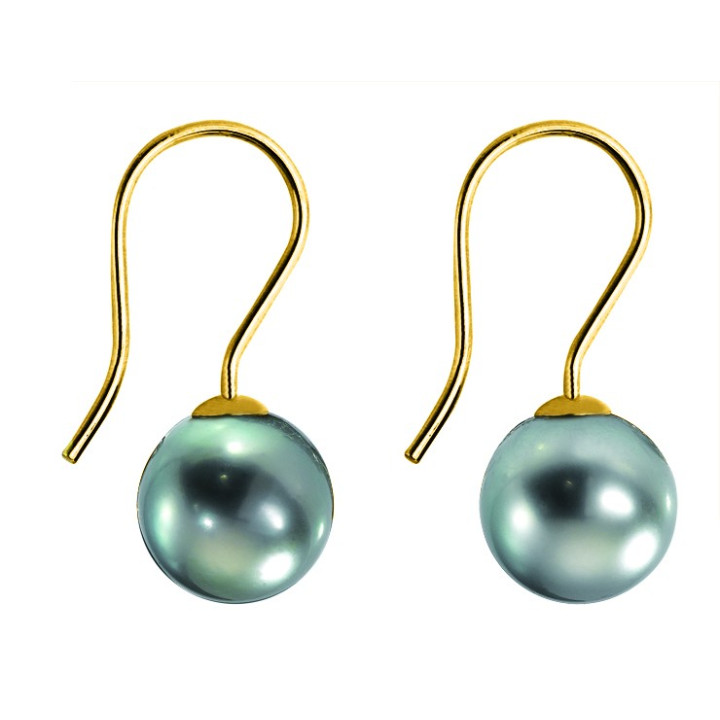 Gold earring + round Tahitian pearl