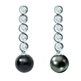 Boucle d'oreille or +  perle de tahiti ronde