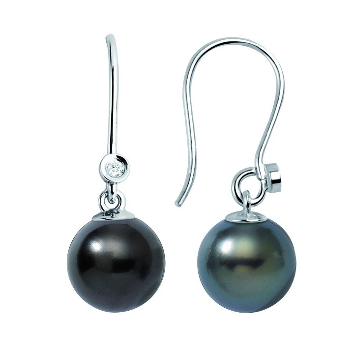 Boucle d'oreille or +  perle de tahiti ronde
