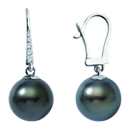 Boucle d'oreille or +  perle de tahiti ronde