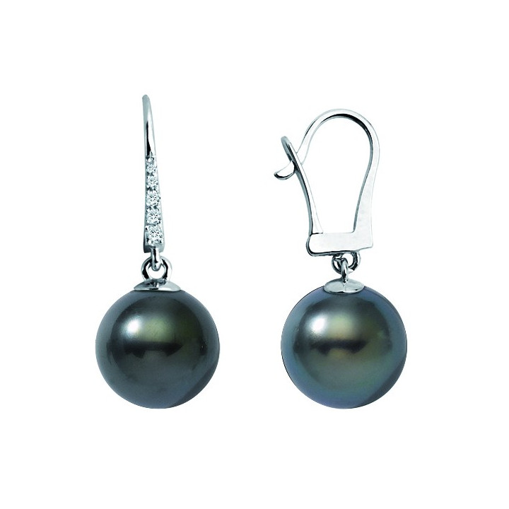 Gold earring + round Tahitian pearl