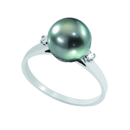 Bague or 18 cts + perle de tahiti ronde