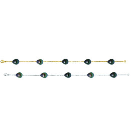 18ct gold bracelet + 5 Tahitian drop pearls