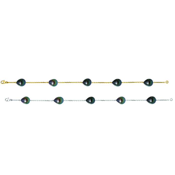 18ct gold bracelet + 5 Tahitian drop pearls