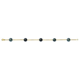 18ct gold bracelet + 5 round Tahitian pearls