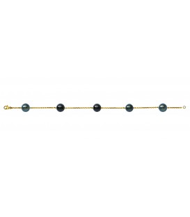 Bracelet or 18 cts + 5 perles de tahiti rondes