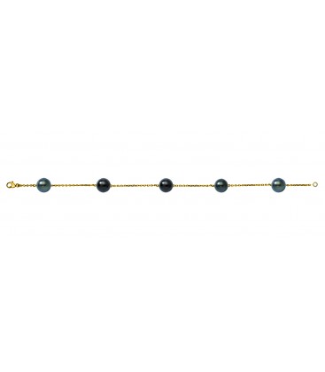 Bracelet or 18 cts + 5 perles de tahiti rondes